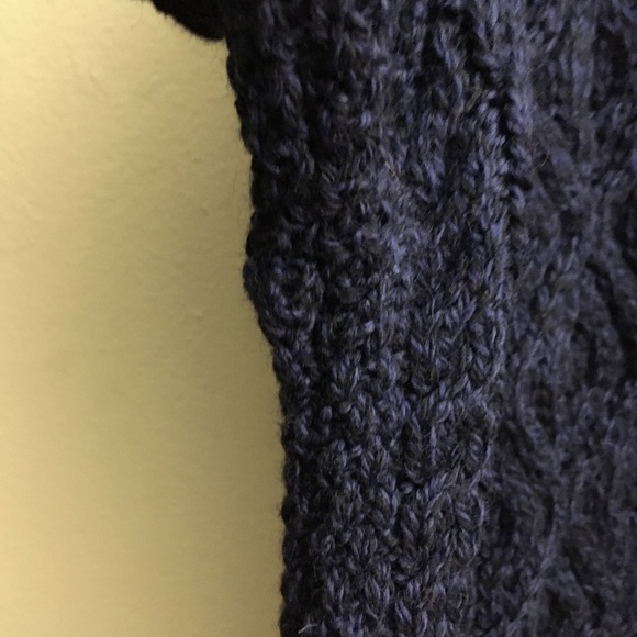 Women’s Aran Cable Knit Side Zip Sweater Size XL Deep Water Blue - Picture 5 of 7